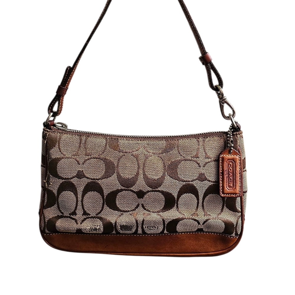 Coach Y2K Signature Tan Leather Demi Mini Shoulder Bag Baguette - Picture 3 of 9